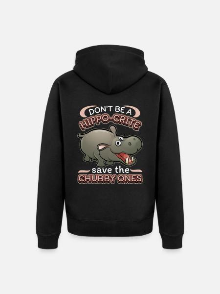 Funny hippopotamus, hippo hippo-pun, saying - Unisex Premium Organic Zip Hoodie - black