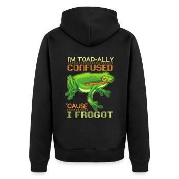 Crapaud oublieux Crapaud grenouille drôle en disant Jeu de mots - Veste à capuche bio Premium Unisexe - noir - Dos - Nico (187cm)