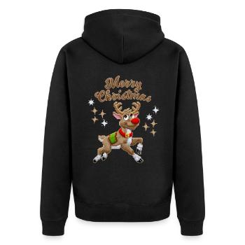 Pixel Reindeer, Renne, Noël Pixelart - Veste à capuche bio Premium Unisexe - noir - Dos - Nico (187cm)