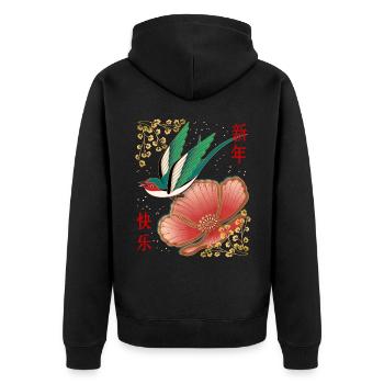 Chinese New Year, China Happy New Year - Unisex Premium Organic Zip Hoodie - black - Back - Nico (187cm)