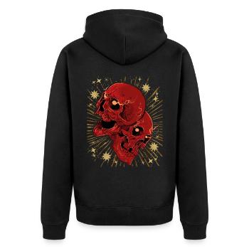 Skull Biker Design, Vintage Skull Skull - Veste à capuche bio Premium Unisexe - noir - Dos - Nico (187cm)
