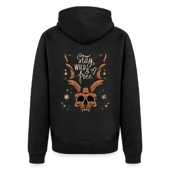 Crâne cornu Baphomet Crâne vintage, disant - Veste à capuche bio Premium Unisexe - noir - Dos - Nico (187cm)