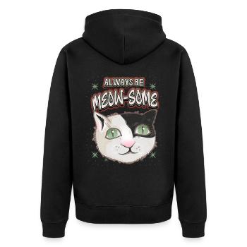 Cat with stars, funny saying, Pun pun - Unisex Premium Organic Zip Hoodie - black - Back - Nico (187cm)