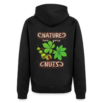 Herbst, Fall, Kastanien, Umweltschutz, Naturschutz - Unisex Premium Bio Zip Hoodie - Schwarz - Hinten - Nico (187cm)