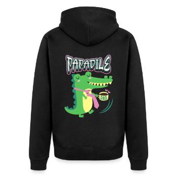Papa father, crocodile crocodile saying Father's Day - Unisex Premium Organic Zip Hoodie - black - Back - Nico (187cm)