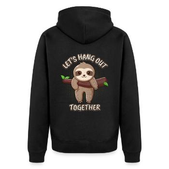 Sloth, Sloth, funny saying, Let's Hang-Out - Unisex Premium Organic Zip Hoodie - black - Back - Nico (187cm)