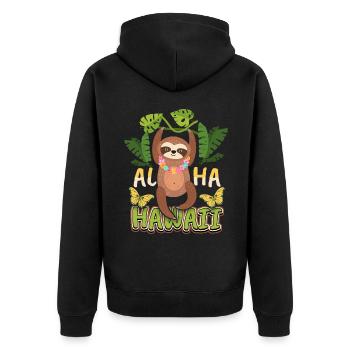 Sloth, Sloth, funny saying, - Unisex Premium Organic Zip Hoodie - black - Back - Nico (187cm)