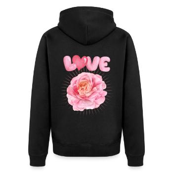 Amour amour, Saint-Valentin, ballons, motif rose - Veste à capuche bio Premium Unisexe - noir - Dos - Nico (187cm)
