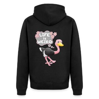 Strauß, Vogel Strauß lustiger Spruch Comic - Unisex Premium Bio Zip Hoodie - Schwarz - Hinten - Nico (187cm)