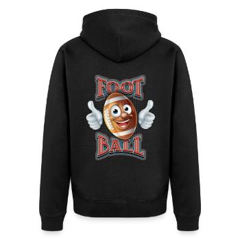 American Football, lustiger Cartoon-Fooball - Unisex Premium Bio Zip Hoodie - Schwarz - Hinten - Nico (187cm)