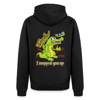 Krokodil-Crocodile, lustiger Spruch, Valentinstag - Unisex Premium Bio Zip Hoodie - Schwarz - Hinten - Nico (187cm)