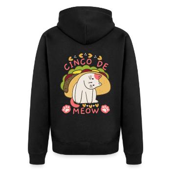 Cinco-de-Mayo, Mexico, funny cat, saying - Unisex Premium Organic Zip Hoodie - black - Back - Nico (187cm)
