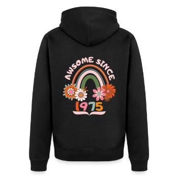 Retro-Stil Geburtstag, geboren 1975 vintage Spruch - Unisex Premium Bio Zip Hoodie - Schwarz - Hinten - Nico (187cm)