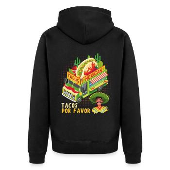 Tacos Food Truck mexicain disant chapeau Sombrero - Veste à capuche bio Premium Unisexe - noir - Dos - Nico (187cm)