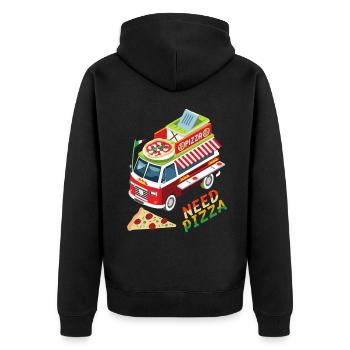 Pizza Food Truck, Italian Cuisine, Saying - Unisex Premium Organic Zip Hoodie - black - Back - Nico (187cm)