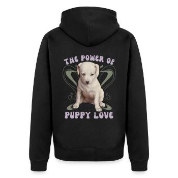 Süßer Labrador-Welpe Hund Valentinstag Spruch - Unisex Premium Bio Zip Hoodie - Schwarz - Hinten - Nico (187cm)