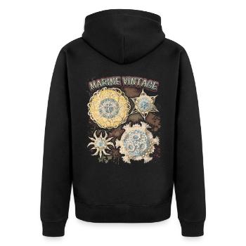 Vintage Ocean, étoile de mer botanique, mandala antique - Veste à capuche bio Premium Unisexe - noir - Dos - Nico (187cm)