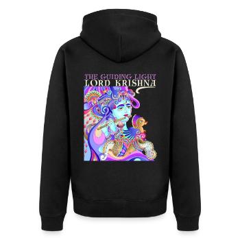 Hinduismus, Lord Krishna Flötenspieler, Indien - Unisex Premium Bio Zip Hoodie - Schwarz - Hinten - Nico (187cm)