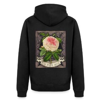Motif Rose Vintage, Fleur Rose Marie Avitat - Veste à capuche bio Premium Unisexe - noir - Dos - Nico (187cm)