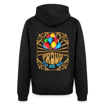 Rainbow Balloon, slogan LGBTQ de la fierté d’être moi - Veste à capuche bio Premium Unisexe - noir - Dos - Nico (187cm)