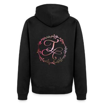 Monogramme, lettre T, ornement de calligraphie - Veste à capuche bio Premium Unisexe - noir - Dos - Nico (187cm)