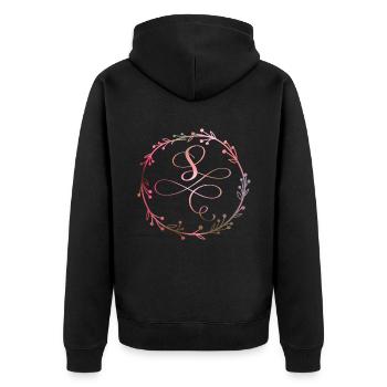 Monogramm, Buchstabe S, Kalligrafie Ornament - Unisex Premium Bio Zip Hoodie - Schwarz - Hinten - Nico (187cm)