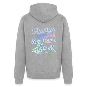 Forget-my-not, myosotis, Saint-Valentin - Veste à capuche bio Premium Unisexe - gris chiné - Dos - Nico (187cm)