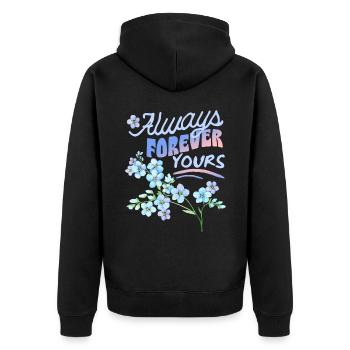 Vergiss-mein-nicht, Vergissmeinnicht, Valentinstag - Unisex Premium Bio Zip Hoodie - Schwarz - Hinten - Nico (187cm)