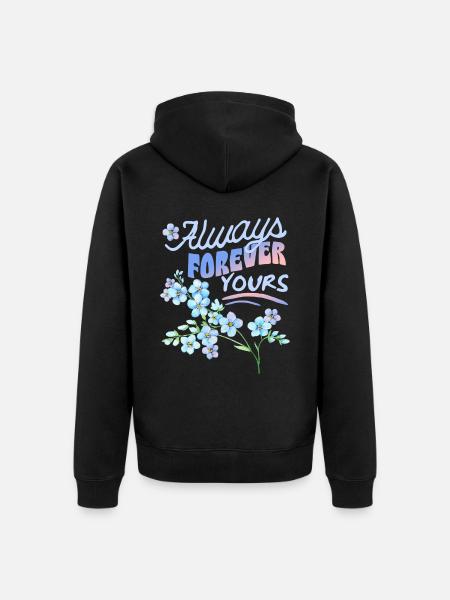 Forget-my-not, myosotis, Saint-Valentin - Veste à capuche bio Premium Unisexe - noir