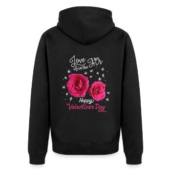 Valentine's Day, Love-Love Rose Pattern Rose Design - Unisex Premium Organic Zip Hoodie - black - Back - Nico (187cm)