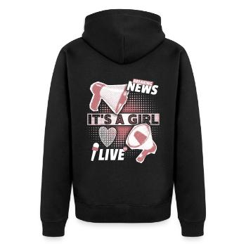 Baby-Mädchen Ankündigung mit Megaphon It's-a-Girl - Unisex Premium Bio Zip Hoodie - Schwarz - Hinten - Nico (187cm)
