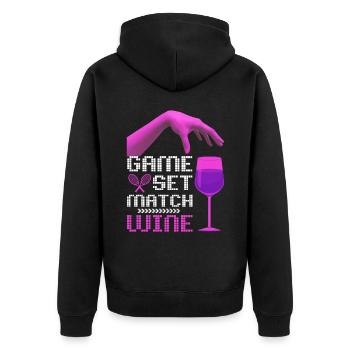 Tennis Quote Game Set Match, Wine Funny Quote - Veste à capuche bio Premium Unisexe - noir - Dos - Nico (187cm)