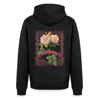 Roses millésimées, roses Redoute, illustration antique - Veste à capuche bio Premium Unisexe - noir - Dos - Nico (187cm)