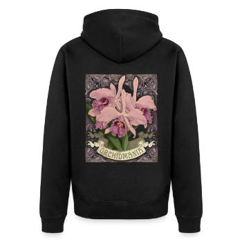 Orchideen, Vintage botanische Illustration - Unisex Premium Bio Zip Hoodie - Schwarz - Hinten - Nico (187cm)