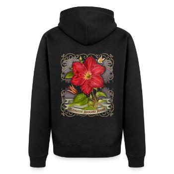 Vintage Clematis botanische Illustration - Unisex Premium Bio Zip Hoodie - Schwarz - Hinten - Nico (187cm)