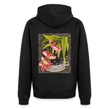 Schmetterlingsflieder alte botanische Illustration - Unisex Premium Bio Zip Hoodie - Schwarz - Hinten - Nico (187cm)