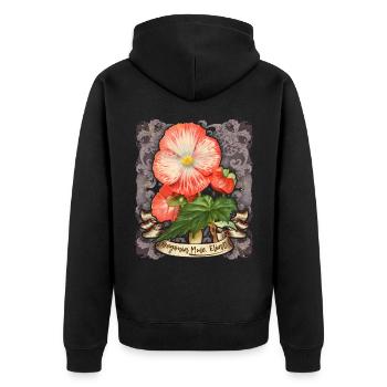 Botanische Illustration vintage Begonie Blume - Unisex Premium Bio Zip Hoodie - Schwarz - Hinten - Nico (187cm)