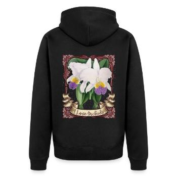 Vintage Orchid Illustration, I-Love-Orchids - Unisex Premium Organic Zip Hoodie - black - Back - Nico (187cm)