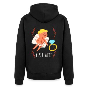 Marriage proposal Wedding Proposal Wedding Angel Saying - Unisex Premium Organic Zip Hoodie - black - Back - Nico (187cm)