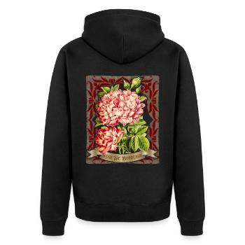 Rose antique botanical illustration Bordeaux rose - Unisex Premium Organic Zip Hoodie - black - Back - Nico (187cm)