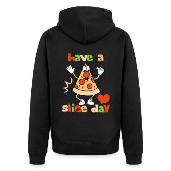 Pizza comique, jeu de mots, jeu de mots, dicton pour les fans de pizza - Veste à capuche bio Premium Unisexe - noir - Dos - Nico (187cm)