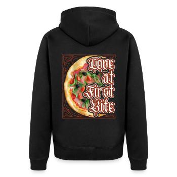 Pizza-Pasta, Spruch mit Pizza, cuisine italienne - Veste à capuche bio Premium Unisexe - noir - Dos - Nico (187cm)