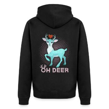 Drôle de dicton avec cerf, Oh cerf, dicton, jeu de mots - Veste à capuche bio Premium Unisexe - noir - Dos - Nico (187cm)