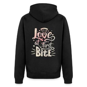 Pizza Spruch, italienische Pizza, Pizza Küche - Unisex Premium Bio Zip Hoodie - Schwarz - Hinten - Nico (187cm)