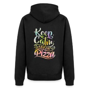 Pizza Dicton, Keep-Calm, Pizzeria italienne - Veste à capuche bio Premium Unisexe - noir - Dos - Nico (187cm)