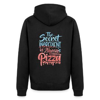 Pizza Saying, Pizzeria, Italian Pizza, Typography - Unisex Premium Organic Zip Hoodie - black - Back - Nico (187cm)