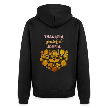 Vintage Thanksgiving Day, Erntedank Spruch - Unisex Premium Bio Zip Hoodie - Schwarz - Hinten - Nico (187cm)
