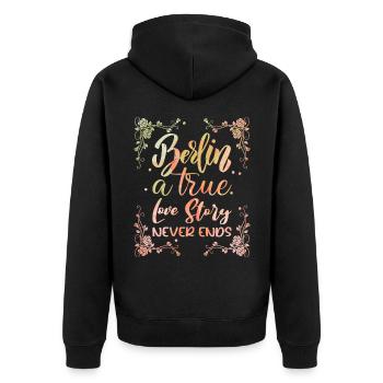 Berlin, Germany Capital, Berlin Saying - Unisex Premium Organic Zip Hoodie - black - Back - Nico (187cm)
