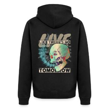 Vintage Totenkopf Memento-Mori grunge-Schädel - Unisex Premium Bio Zip Hoodie - Schwarz - Hinten - Nico (187cm)
