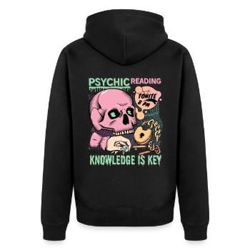 Wahrsager, Okkultismus, Handlesen, Tarotkarten - Unisex Premium Bio Zip Hoodie - Schwarz - Hinten - Nico (187cm)